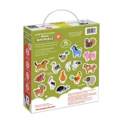 15 puzzles animales de la granja de 2 piezas