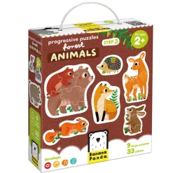 9 puzzles progresivos animales del bosque 33 piezas