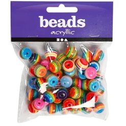 Abalorios de rayas multicolor 12mm. 50gr.
