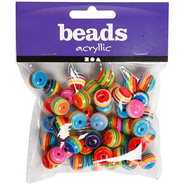 Abalorios de rayas multicolor 12mm. 50gr.