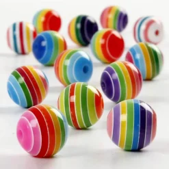 Abalorios de rayas multicolor 12mm. 50gr.