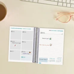 Agenda espiral octavo secundaria 2025-2026 negro día página