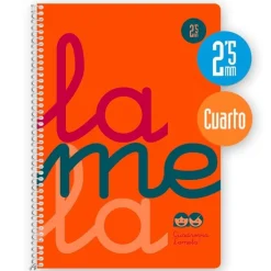 Bloc cuarto cuadrovía 2,5mm. 80 hojas tapa polipropileno naranja flúor