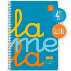 Bloc cuarto cuadrovía 4mm. 80 hojas tapa polipropileno azul flúor