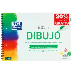 Bloc de dibujo A4 plus con recuadro 2 taladros 20 hojas 130gr. Oxford