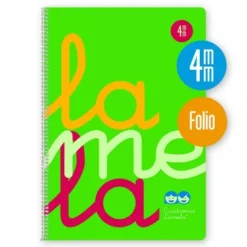 Bloc folio cuadrovía 4mm. 80 hojas tapa polipropileno verde flúor