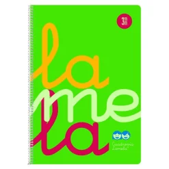 Bloc folio cuadrovía 3mm. 80 hojas tapa polipropileno verde flúor