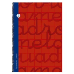 Bloc folio cuadrovía 3mm 80 hojas tapa extra dura rojo