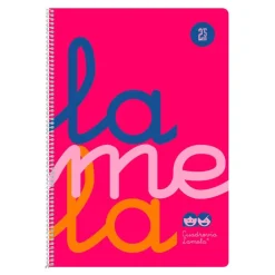 Bloc folio cuadrovía 2,5mm. 80 hojas tapa de polipropileno rosa flúor