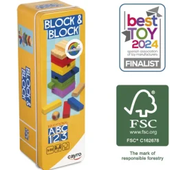 Block and block madera en caja metal
