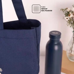 Bolsa de tela tote bag color azul marino serie 1918