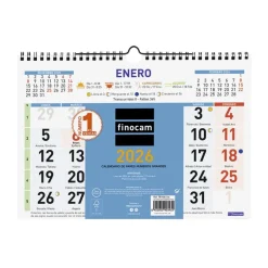 Calendario pared color 2026 números grandes