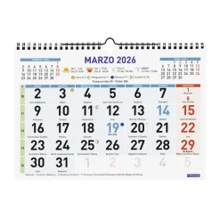Calendario pared color 2026 números grandes