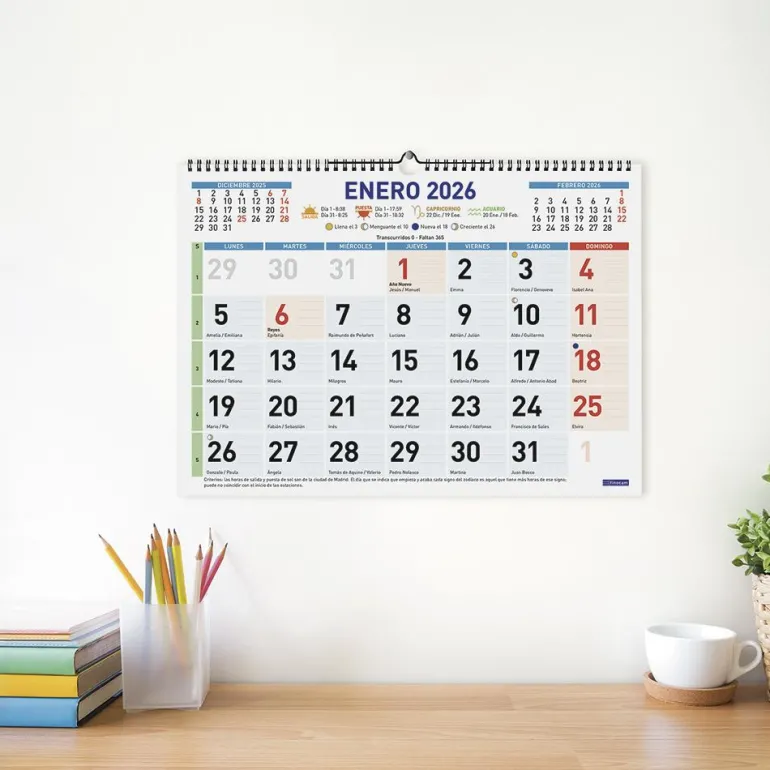 Calendario pared color mixto L 2026