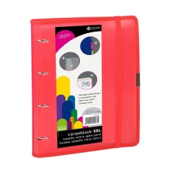 Carpebloc folio rojo 4 anillas 35mm. PP Dune XXL con recambio