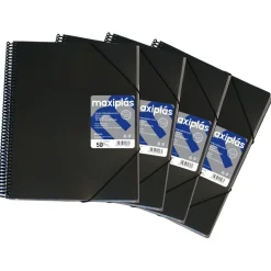 Carpeta A4 50 fundas color negro opaco Maxiplás