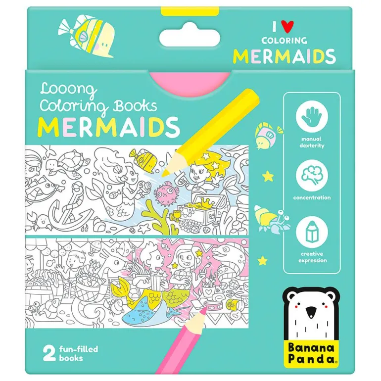 Colorea y aprende con sirenas, cuadernos para colorear extra largos