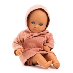 Conjunto camisa y gorro rosa con bombacho marrón 32cm.