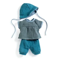 Conjunto camisa y pantalón azul verano 32cm con gorro