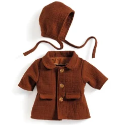 Conjunto otoño abrigo con gorro marrón 32cm