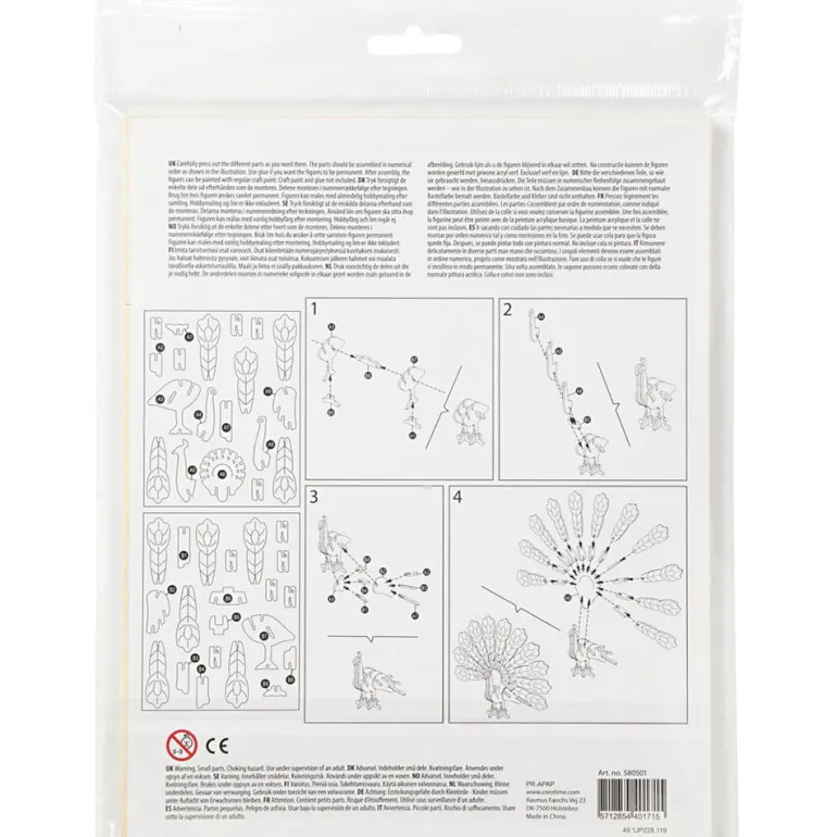 Construcción de madera para ensamblar pavo real 3D