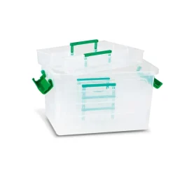 Cubeta con tapa y 4 compartimentos 25,5x17x14,5cm