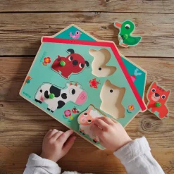 Encaje con sonido granja de madera