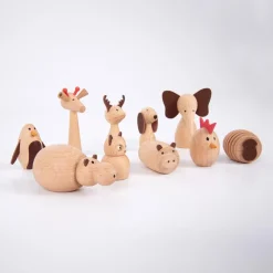 Figuras animales de madera 10 piezas