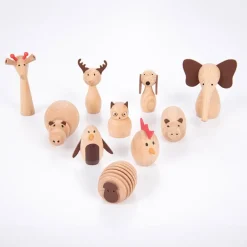 Figuras animales de madera 10 piezas
