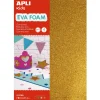 Goma eva con purpurina 21x30cm. 4 láminas de colores Apli