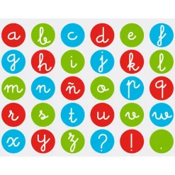 Gomets redondos letras minúsculas 2cm. rollo