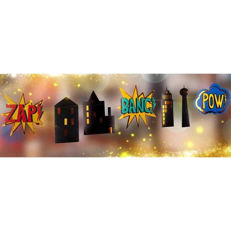 Guirnalda edificios superhéroe 182cm.