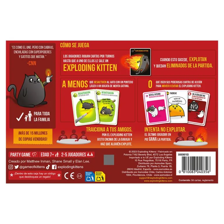 Juego de cartas Exploding kittens
