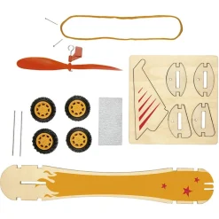 Kit montaje coche carreras propulsión goma elástica