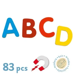 Letras magnéticas mayúsculas de madera 83 piezas