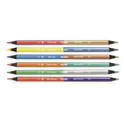 Lápiz color doble punta 12 colores flúo y metalizados Milan
