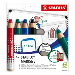 Lápiz color para pizarra blanca Stabilo Markdry caja 4 colores