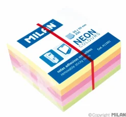 Mini cubo de notas adhesivas 50x50 250 hojas neón