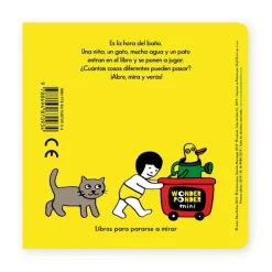 Niña, gato, agua, pato