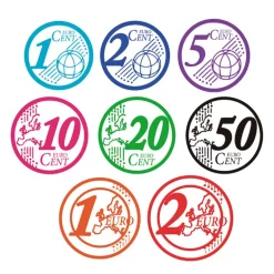Pack de 8 sellos entintados monedas euro