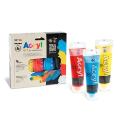 Pintura acrílica set 5 colores en tubo de 75ml