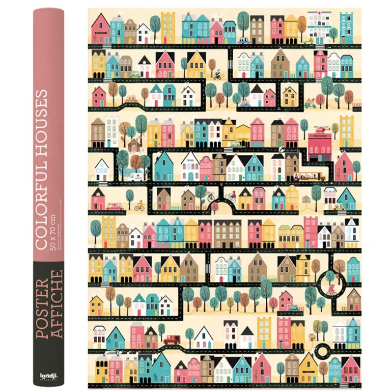 Póster colorful houses 50x70cm