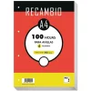 Recambio A4 liso 100 hojas 4 taladros