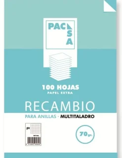 Recambio folio cuadro 4mm. 100 hojas multitaladro