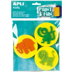 Sellos goma EVA animales 3 unidades