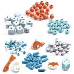 Set 450 abalorios madera animales