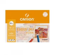 Set 10 láminas de dibujo A3 Plus con recuadro 130gr. Basik Canson