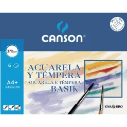 Set 6 láminas para acuarela A4 Basik 370gr.