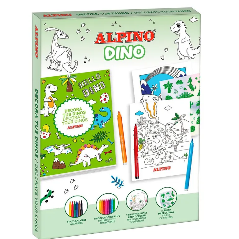 Set Alpino dino decora con rotuladores y pegatinas