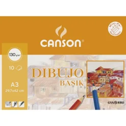 Set de 10 láminas de dibujo A3 de 130gr. Basik Canson